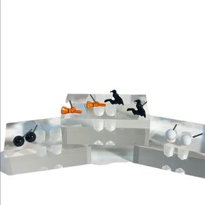 Halloween set of 4 Earrings witch’s broom crow & 2 stud earrings women and kids